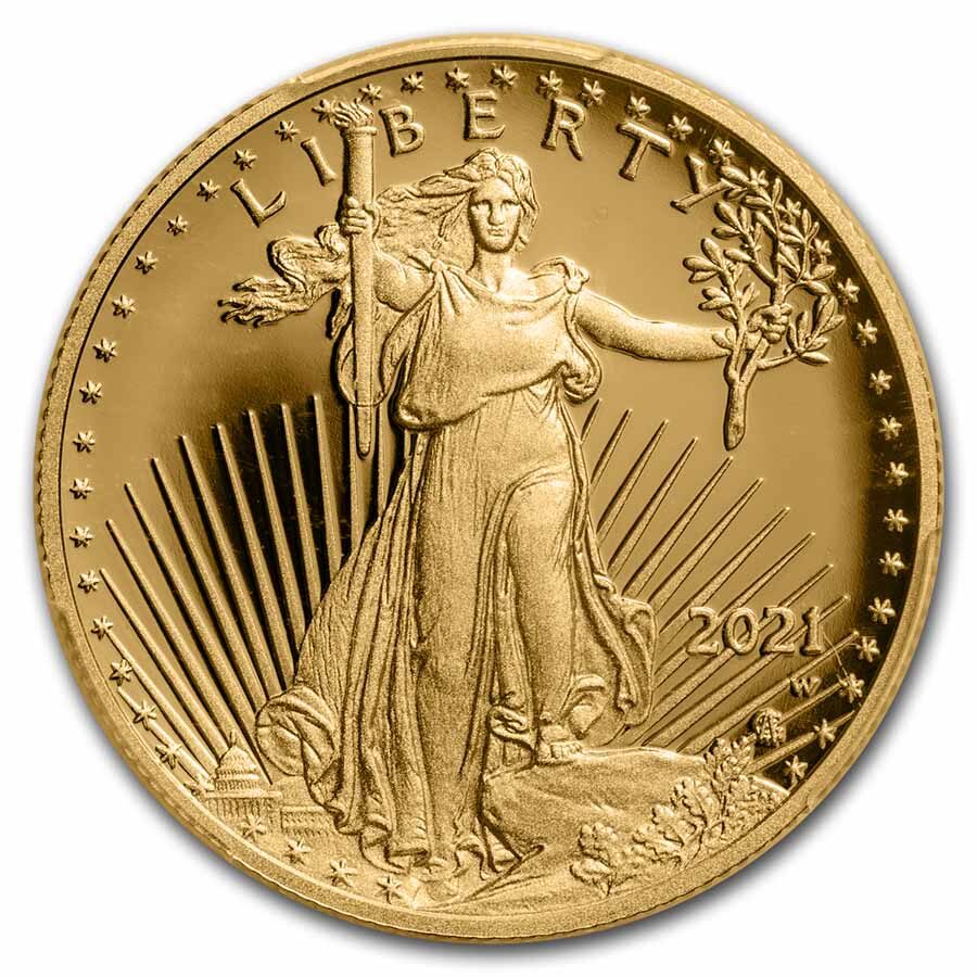 2021-W 1/2 oz Proof Gold Eagle (T2) PR-70 PCGS (FDI, Black Label)