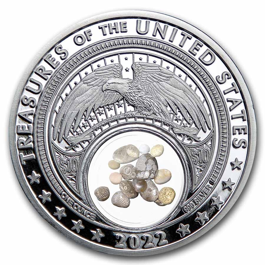 2022 1 oz Silver Treasures Michigan Fossilized Coral (Colorized)