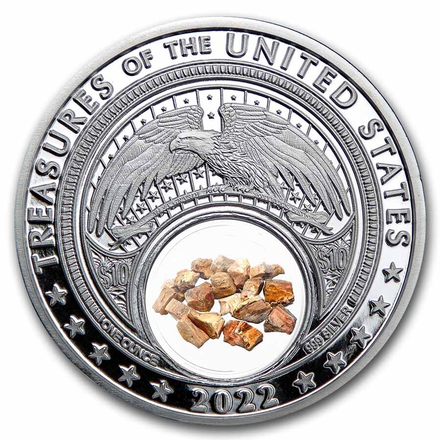 2022 1 oz Ag Treasures Mississippi Petrified Wood (Colorized)