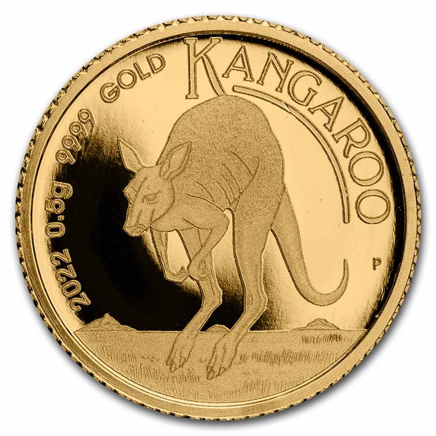 2022 Australia 1/2 Gram Gold Kangaroo Mini Roo BU (Assay Card)