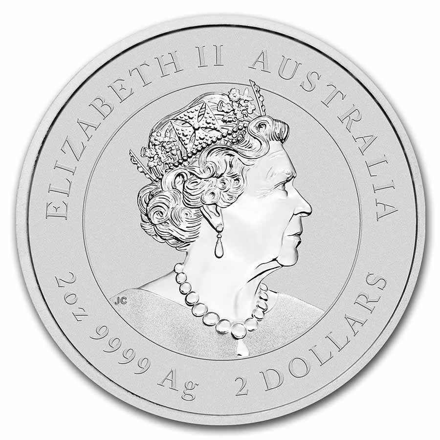2022 Australia 2 oz Silver Lunar Tiger BU (Colorized, SIII)