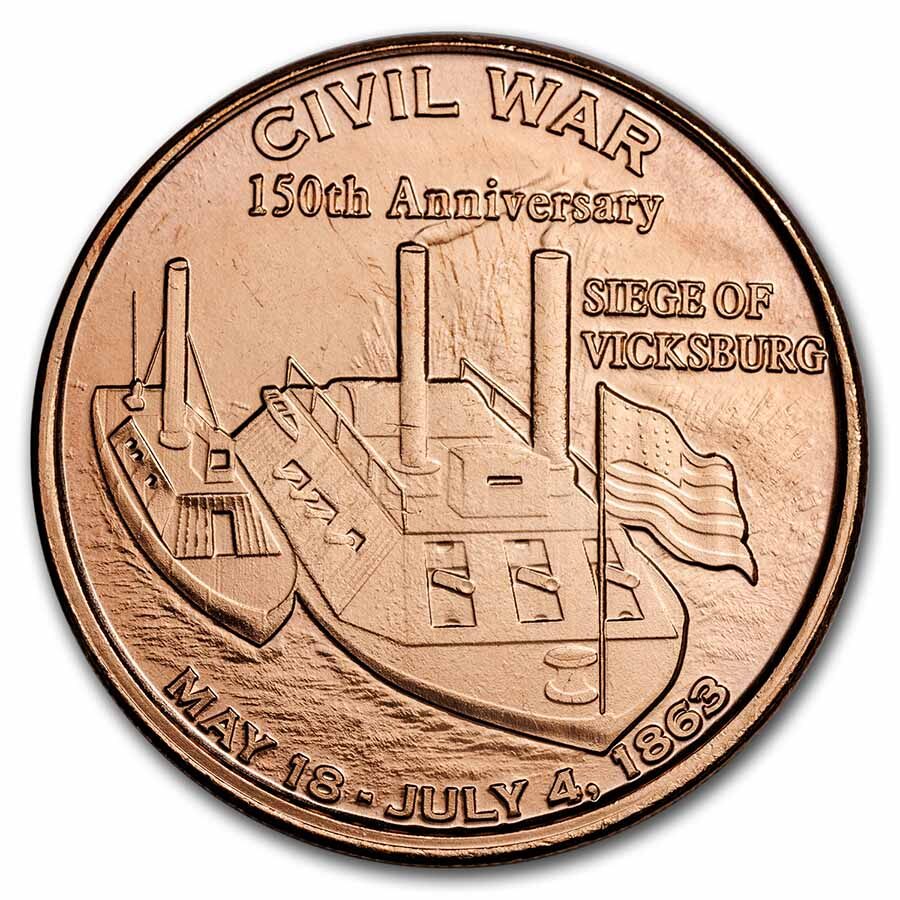 1 oz Copper Round - Civil War: Siege of Vicksburg 150th Anniv.