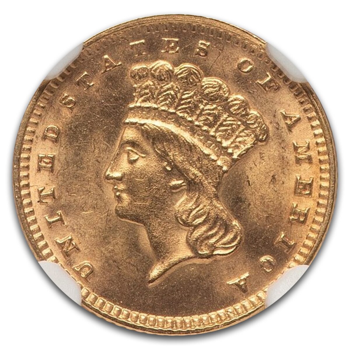 1889 $1 Indian Head Gold MS-64 NGC