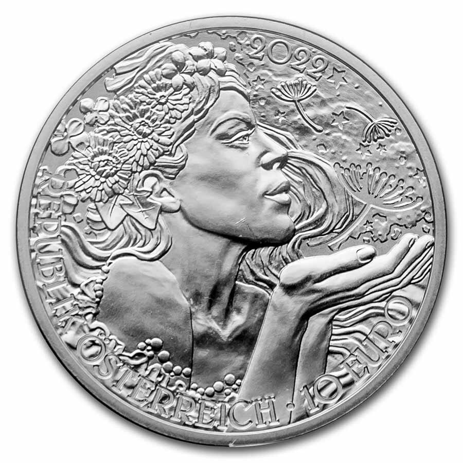 2022 Austria Silver €10 Language of Flowers (Dandelion)
