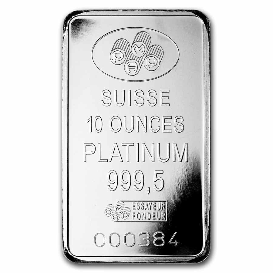 10 oz Platinum Bar - PAMP Suisse (In Assay) (Alt. COA)