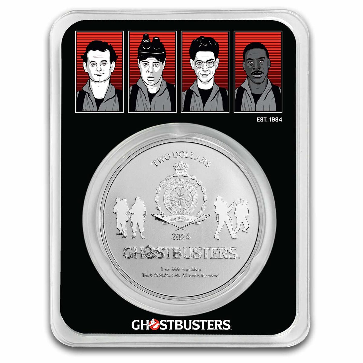 2024 Niue 1 oz Silver $2 Ghostbusters 40th Anniversary Coin (TEP)