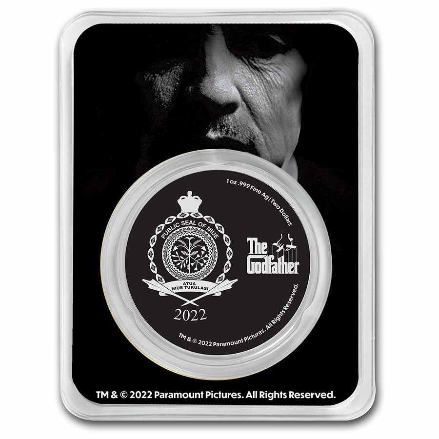2022 Niue Colorized 1 oz Ag $2 Godfather 50th Anniversary in TEP