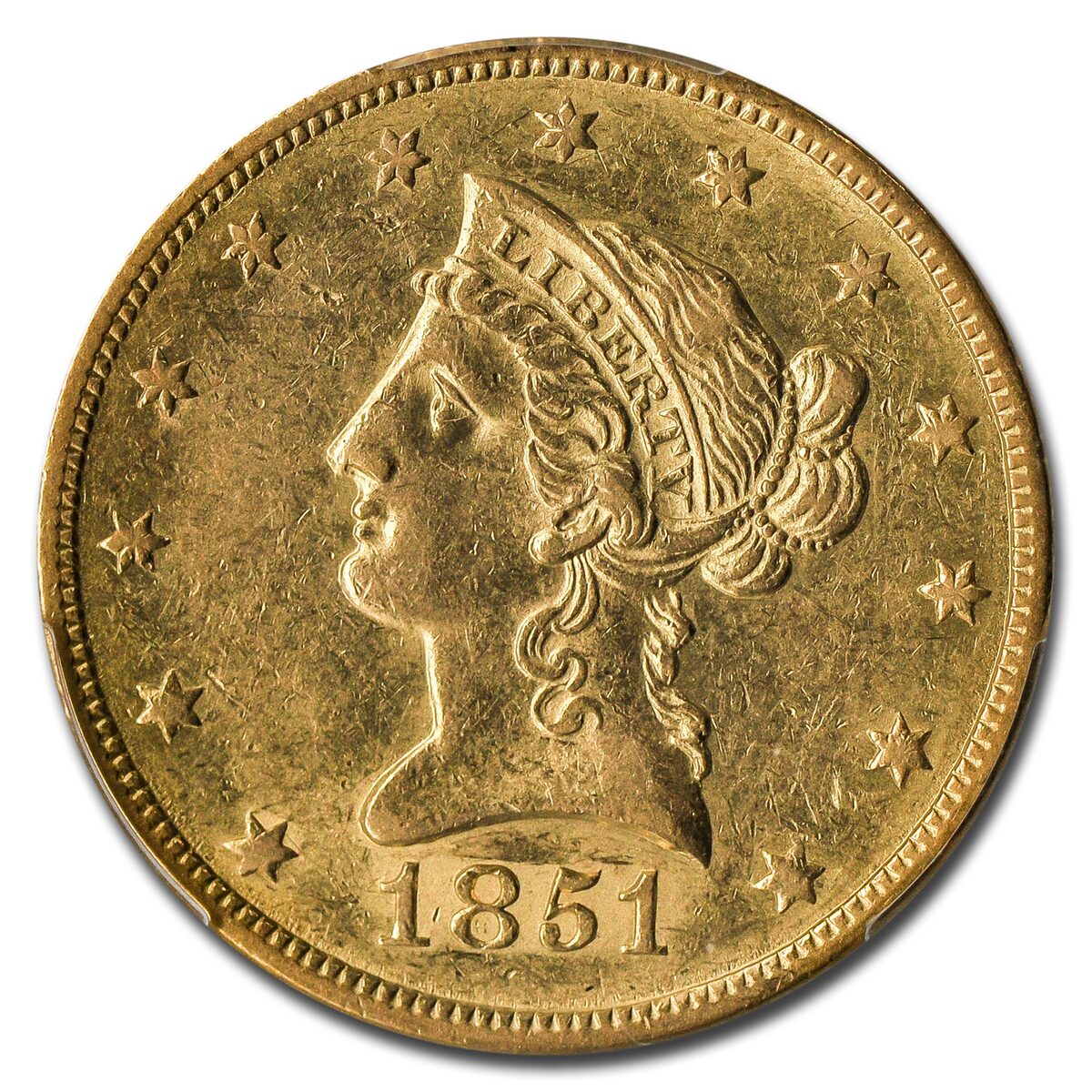 1851-O $10 Liberty Gold Eagle AU-58 PCGS