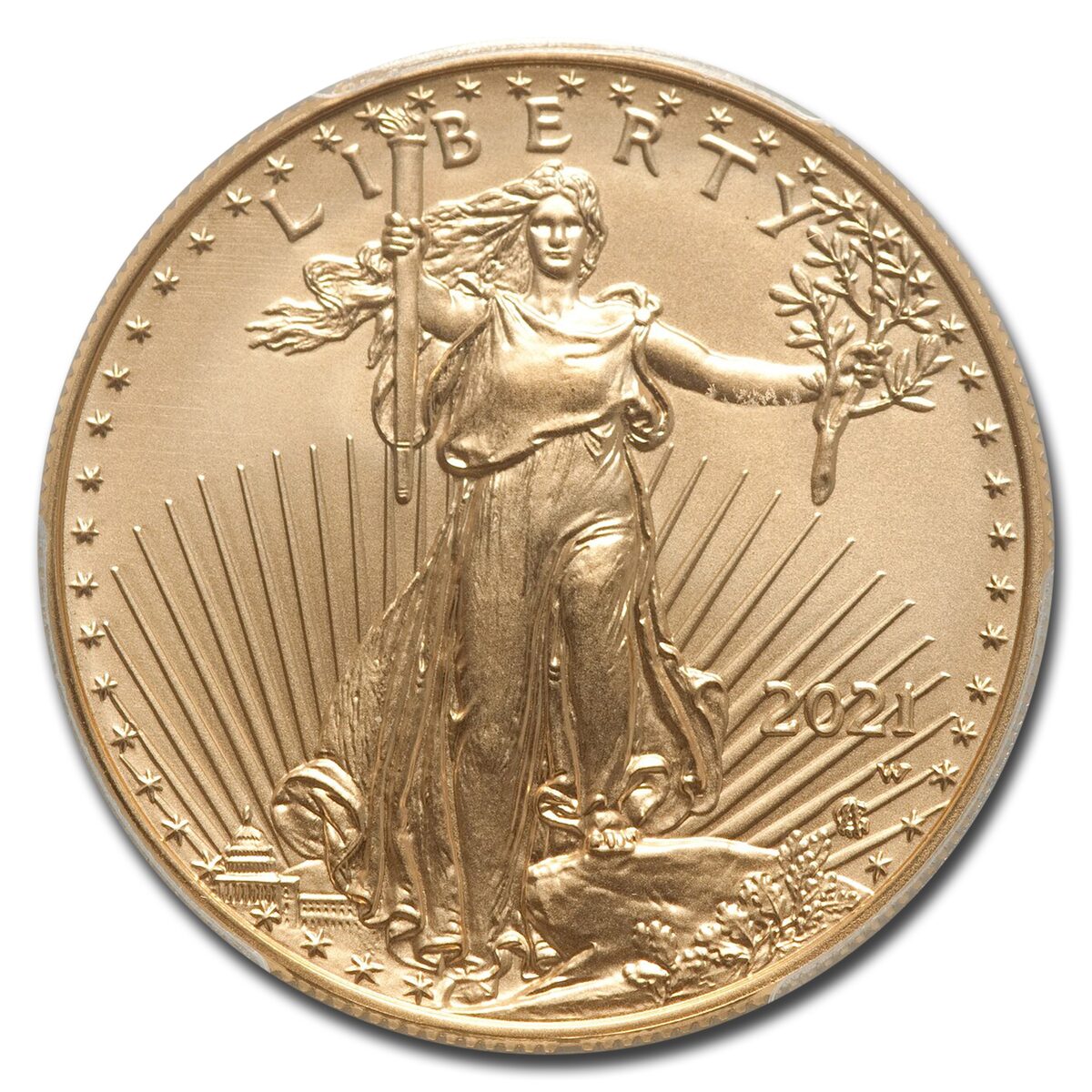 2021-W 1 oz Burnished Gold Eagle Type 2 SP-70 PCGS (FDI)