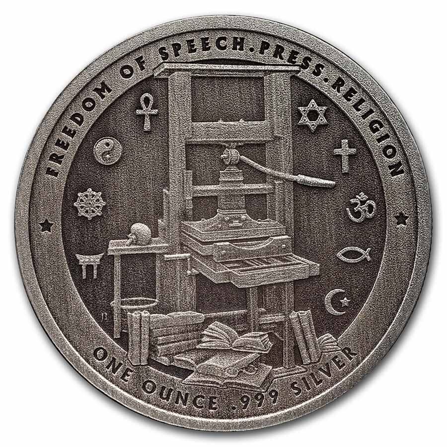 1 oz Ag - Founders of Liberty: Franklin | Free Speech (Antique)