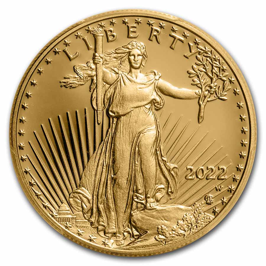 2022-W 1 oz Proof Gold Eagle PR-70 PCGS (FDI, Black Label)