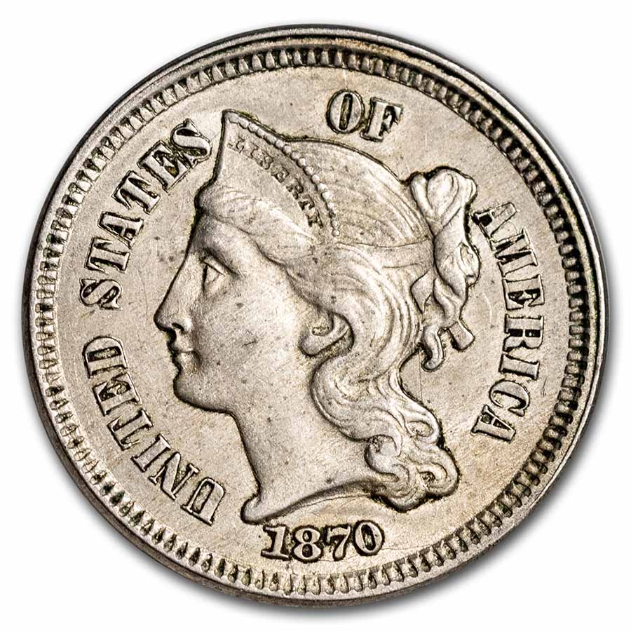 1870 3 Cent Nickel BU