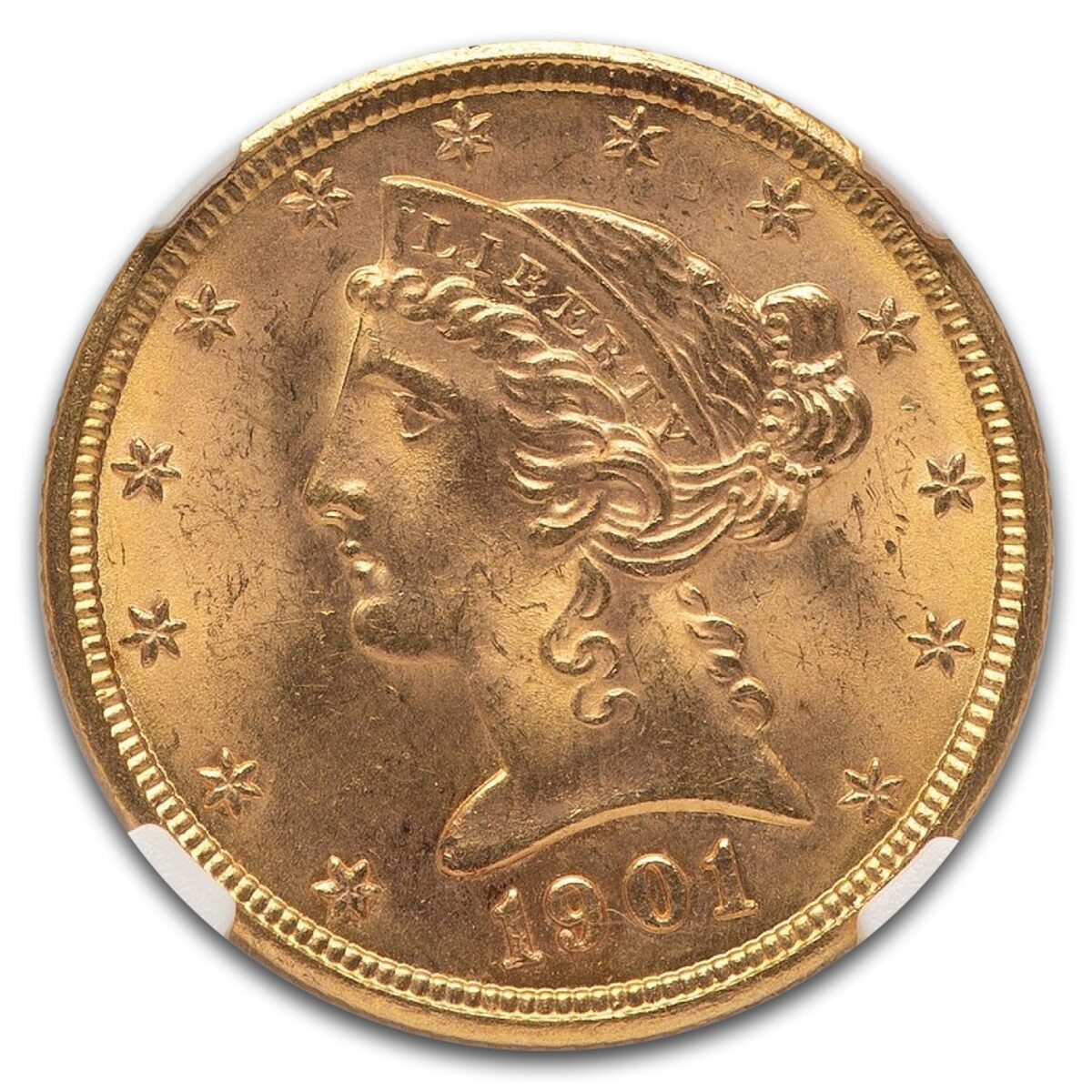 1901 $5 Liberty Gold Half Eagle MS-66 NGC