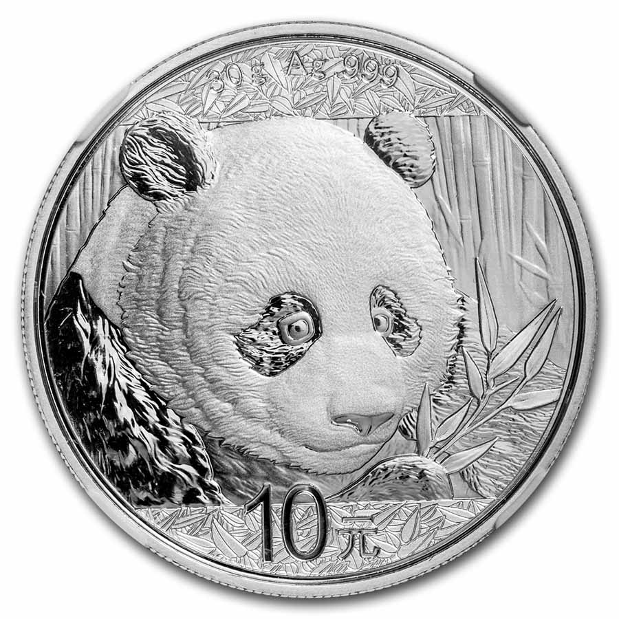 2018 China 30 gram Silver Panda MS-70 NGC (First Day of Issue)