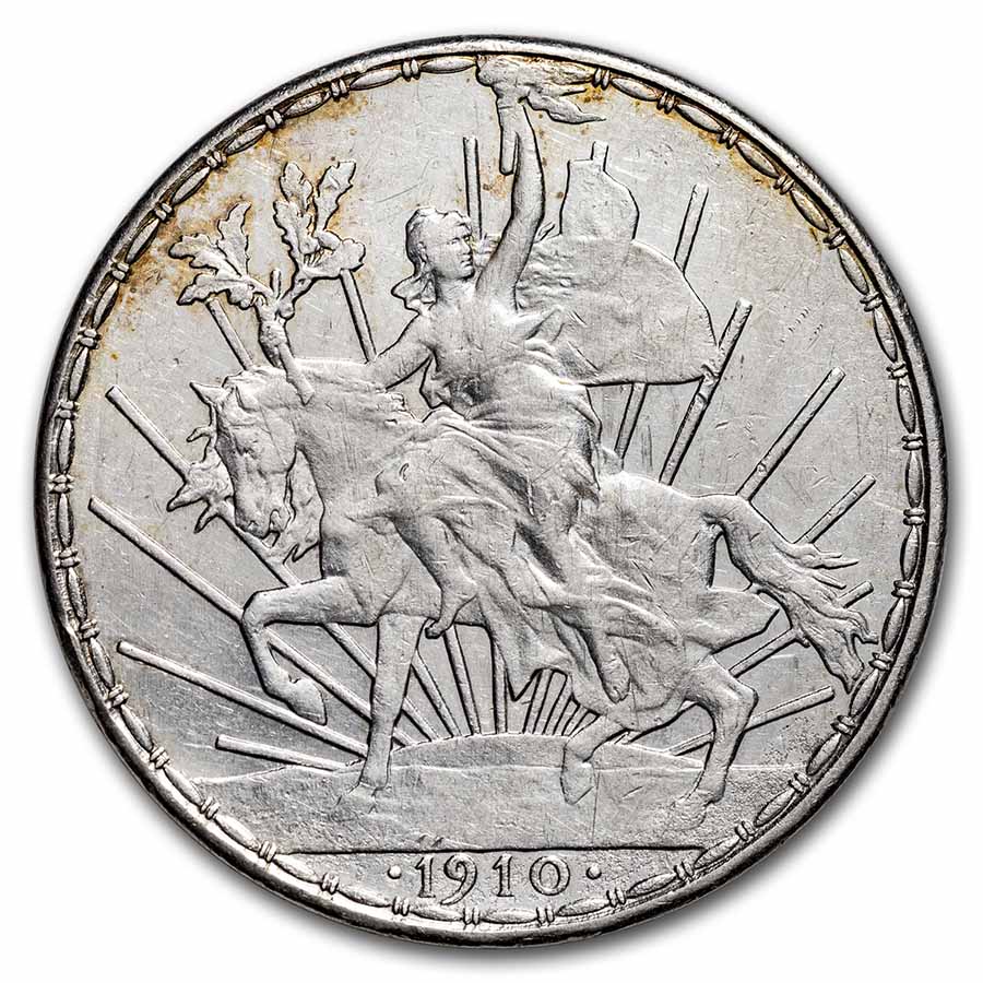 1910 Mexico Silver 1 Peso Caballito AU
