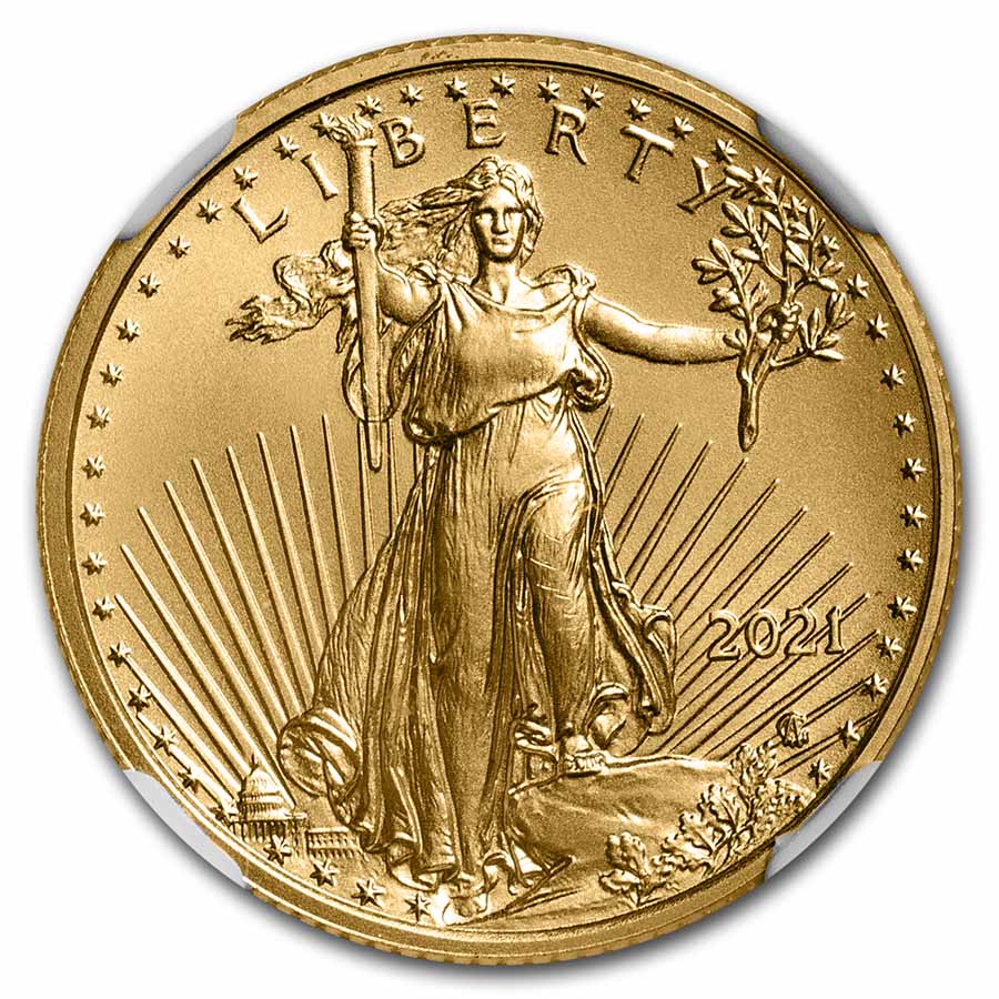 2021 1/4 oz American Gold Eagle (Type 2) MS-70 NGC (ER)