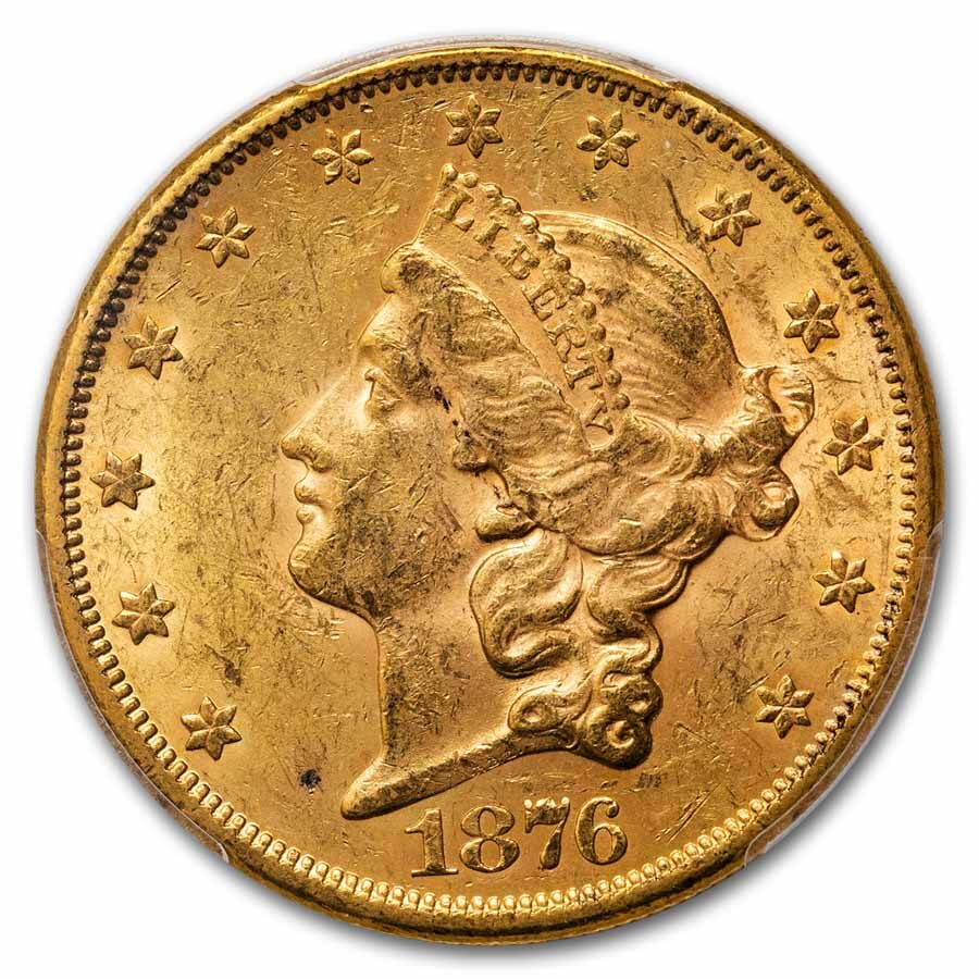 1876-S $20 Liberty Gold Double Eagle MS-61 PCGS CAC