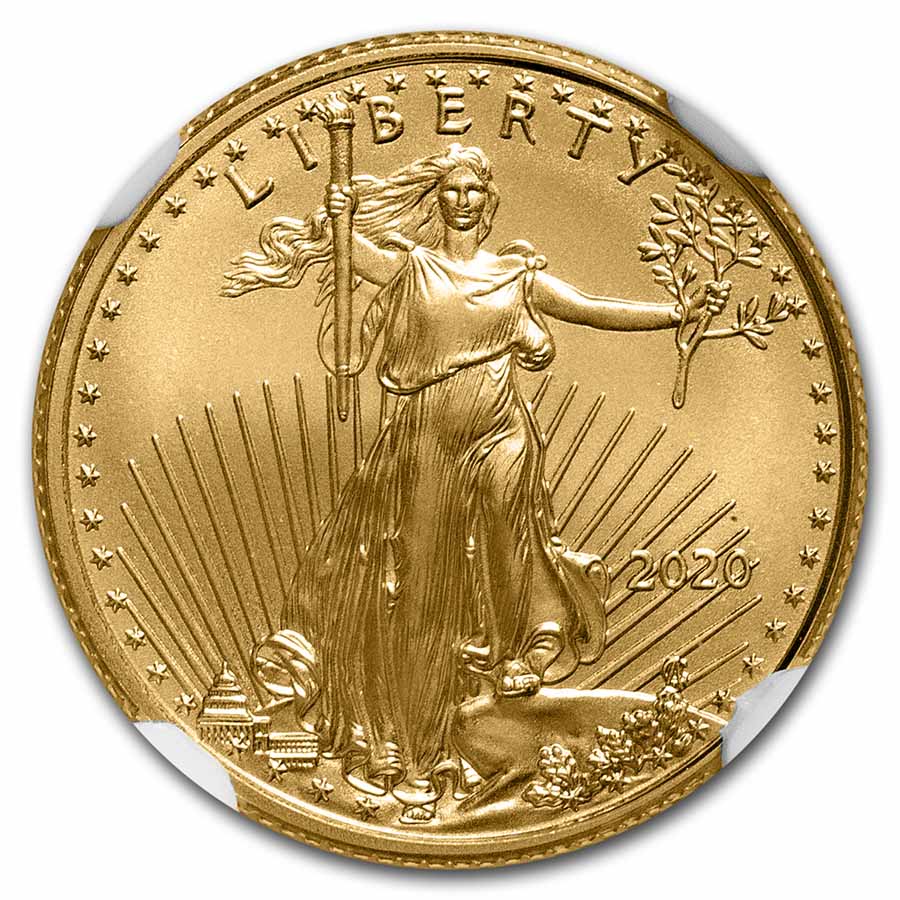 1/10 oz Gold Eagle MS-70 NGC (ER/FR, Random Year/Signature)