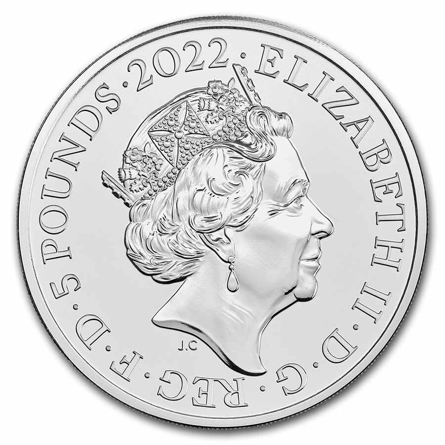 2022 GB £5 The Queen's Reign Honors & Investitures BU (in Card)