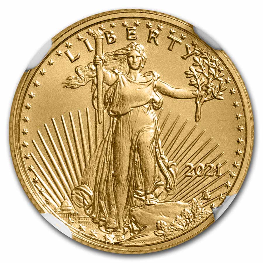 2021 1/10 oz American Gold Eagle (Type 2) MS-70 NGC (ER)