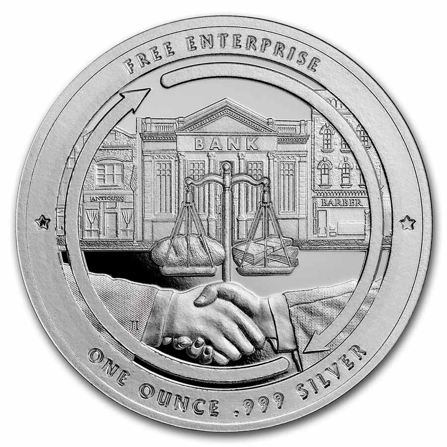 1 oz Ag Round - Founders of Liberty: Adam Smith | Free Enterprise
