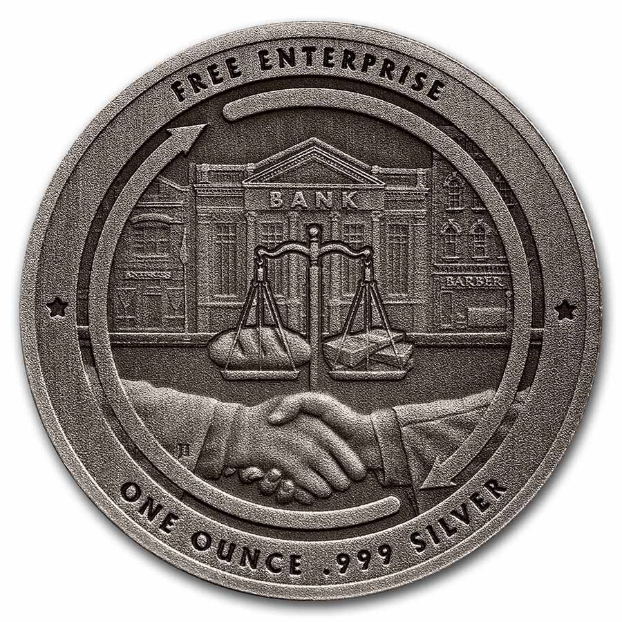 1 oz Ag - Founders of Liberty: Smith | Free Enterprise (Antique)
