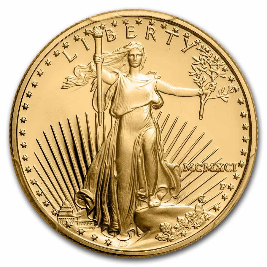 1991-P 1/2 oz Proof Gold Eagle PR-69 DCAM PCGS (Reagan Signed)