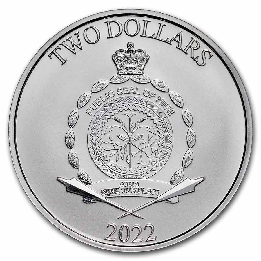 2022 Niue 1 oz Silver $2 Star Wars: Grogu "Baby Yoda" BU Coin