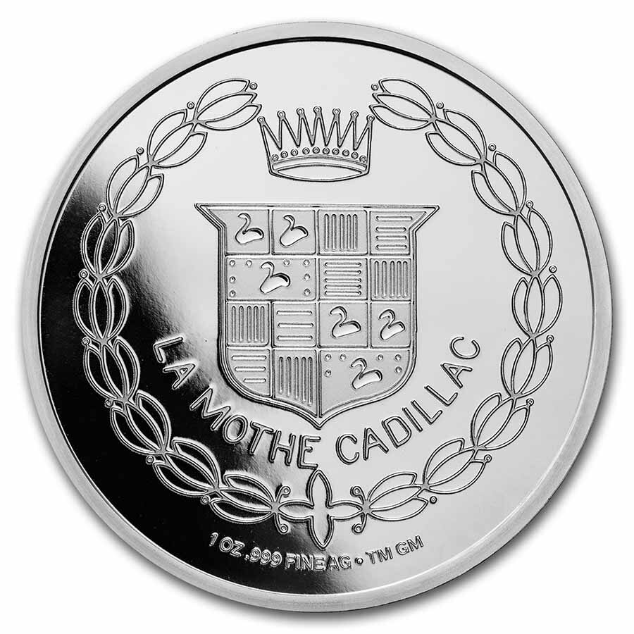 Cadillac "La Mothe Cadillac" Logo 1 oz Silver