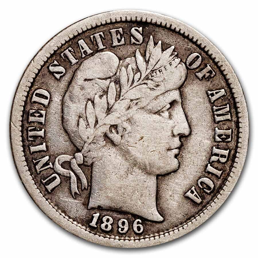 1896-S Barber Dime VF