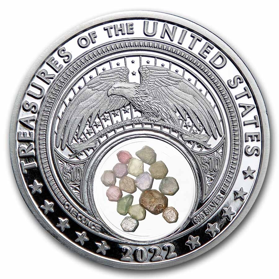 2022 1 oz Ag Treasures of the U.S. Montana Sapphire (Colorized)