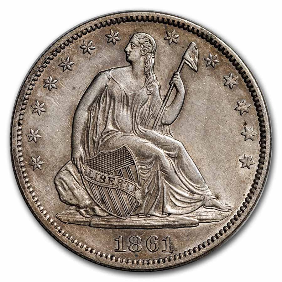 1861 Liberty Seated Half Dollar AU