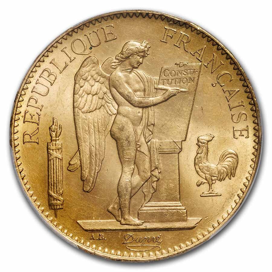 1886-A France Gold 100 Francs Angel MS-64 PCGS