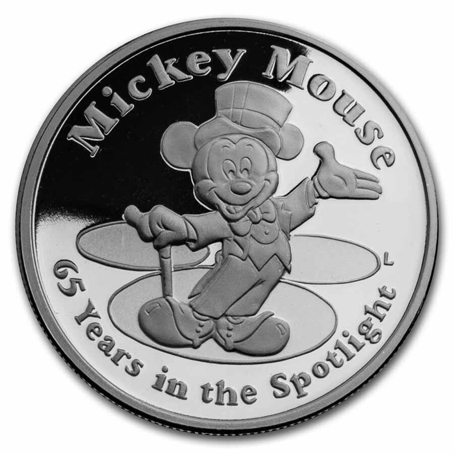 1 oz Silver Round - Mickey Mouse 65th Anniv of Steamboat Willie
