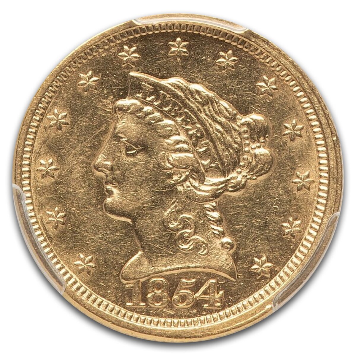 1854 $2.50 Liberty Gold Quarter Eagle AU-55 PCGS