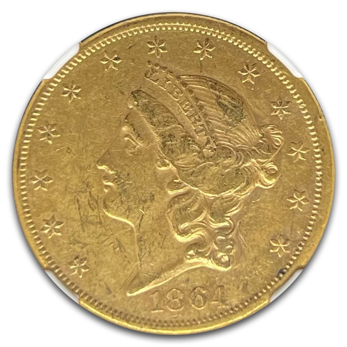 1864 $20 Liberty Gold Double Eagle AU-58 NGC