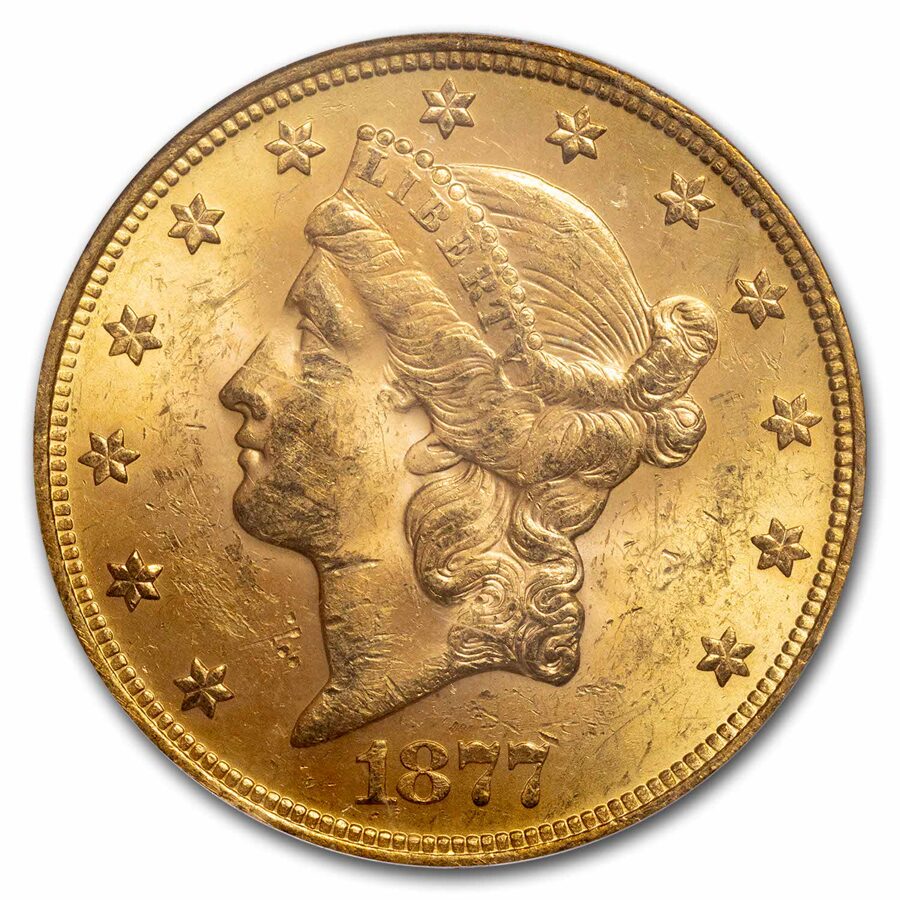 1877-S $20 Liberty Gold Double Eagle MS-61 PCGS
