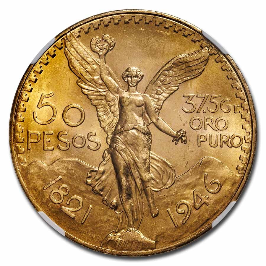 1946 Mexico Gold 50 Pesos MS-64+ NGC