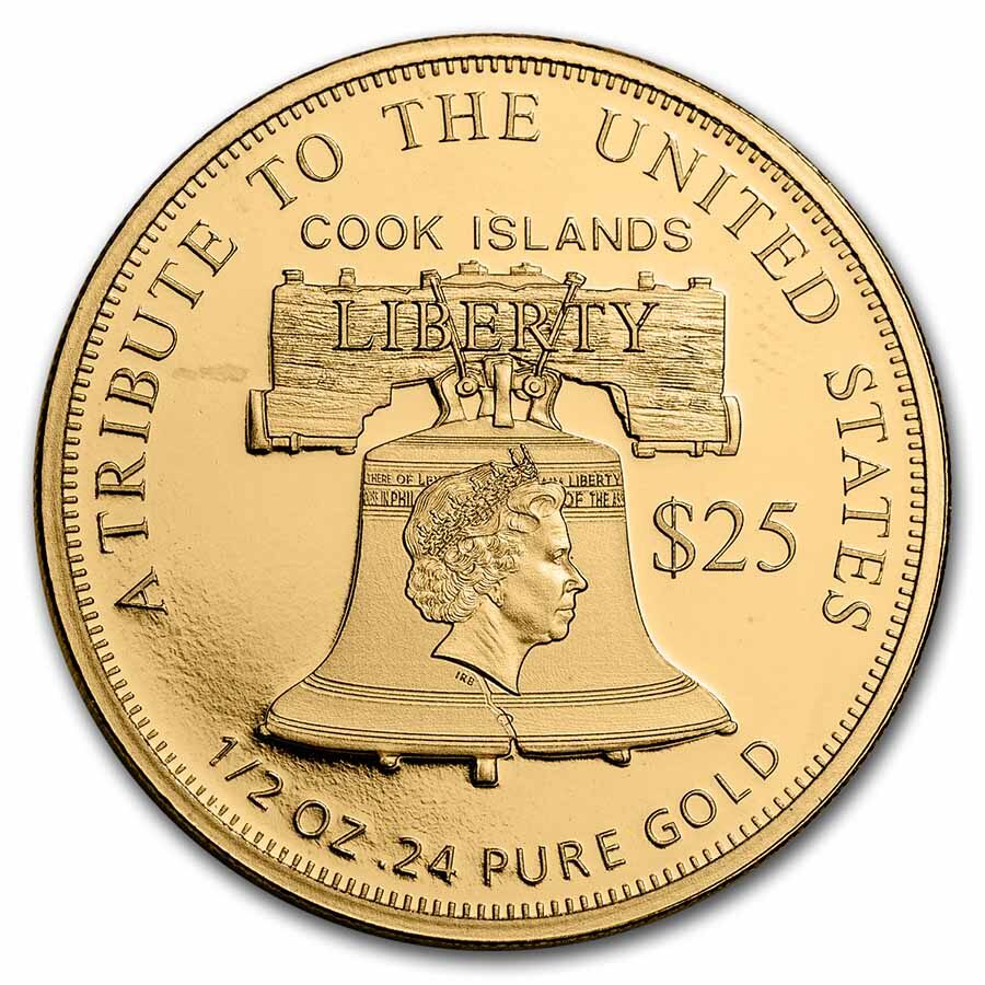 Cook Islands Gold $25 Liberty Tribute to The U.S. (Random Year)