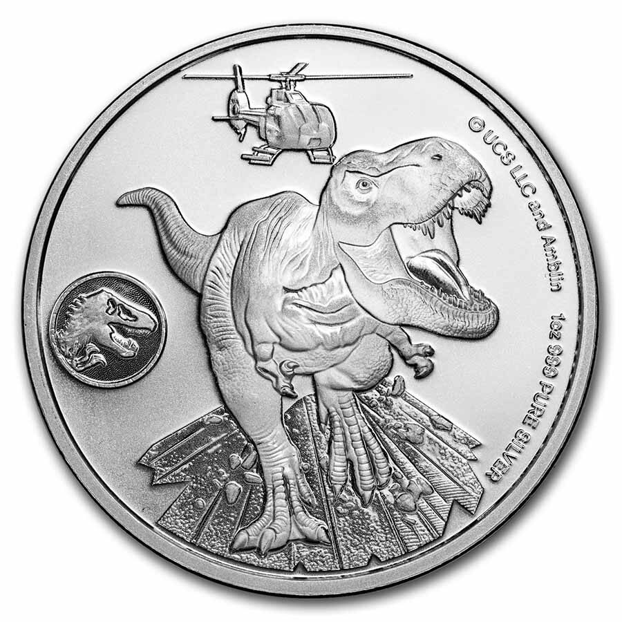 2022 Fiji 1 oz Silver Jurassic World Dominion: T-Rex Chase BU