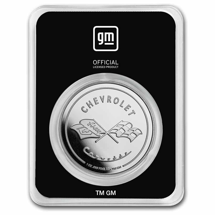 Corvette 1 oz Silver Classic Emblem Flags & Script w/ TEP