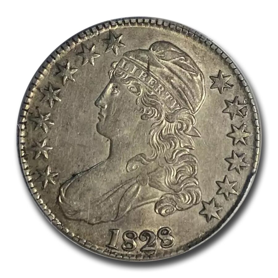 1828 Capped Bust Half Dollar AU-55 PCGS (Sq 2, Sm 8's, Lg Let.)