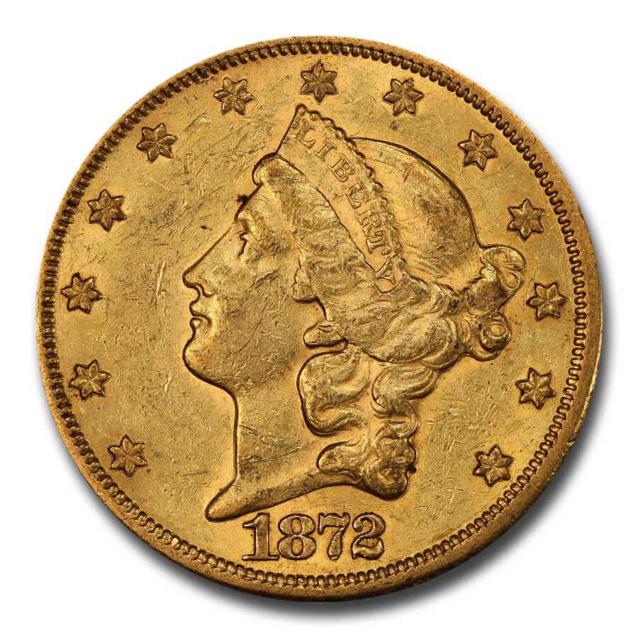 1872-CC $20 Liberty Gold Double Eagle AU-58 PCGS CAC