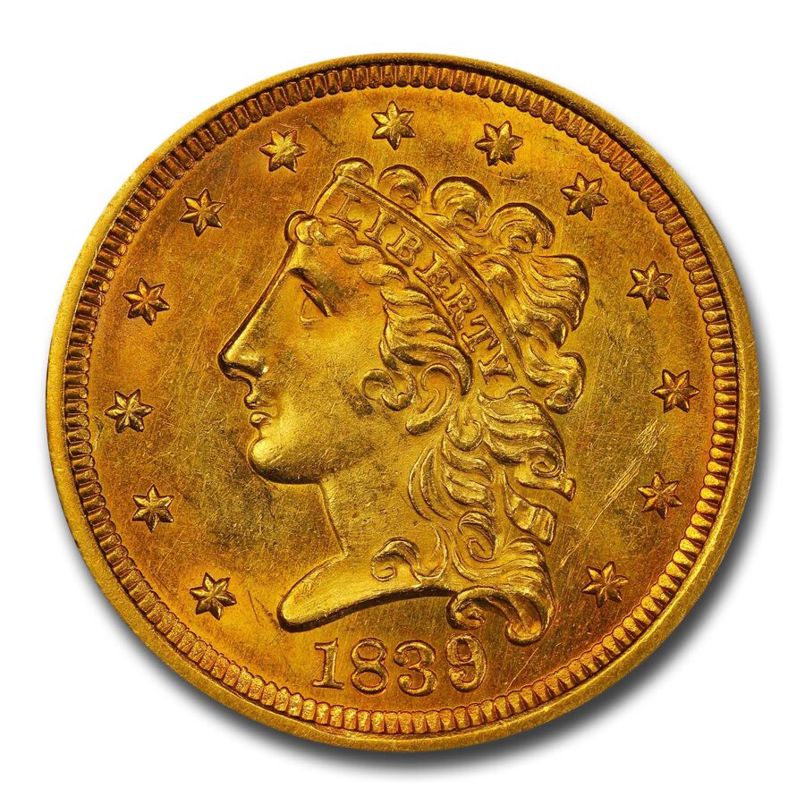 1839 $2.50 Gold Classic Head Quarter Eagle MS-62 PCGS (HM-1)