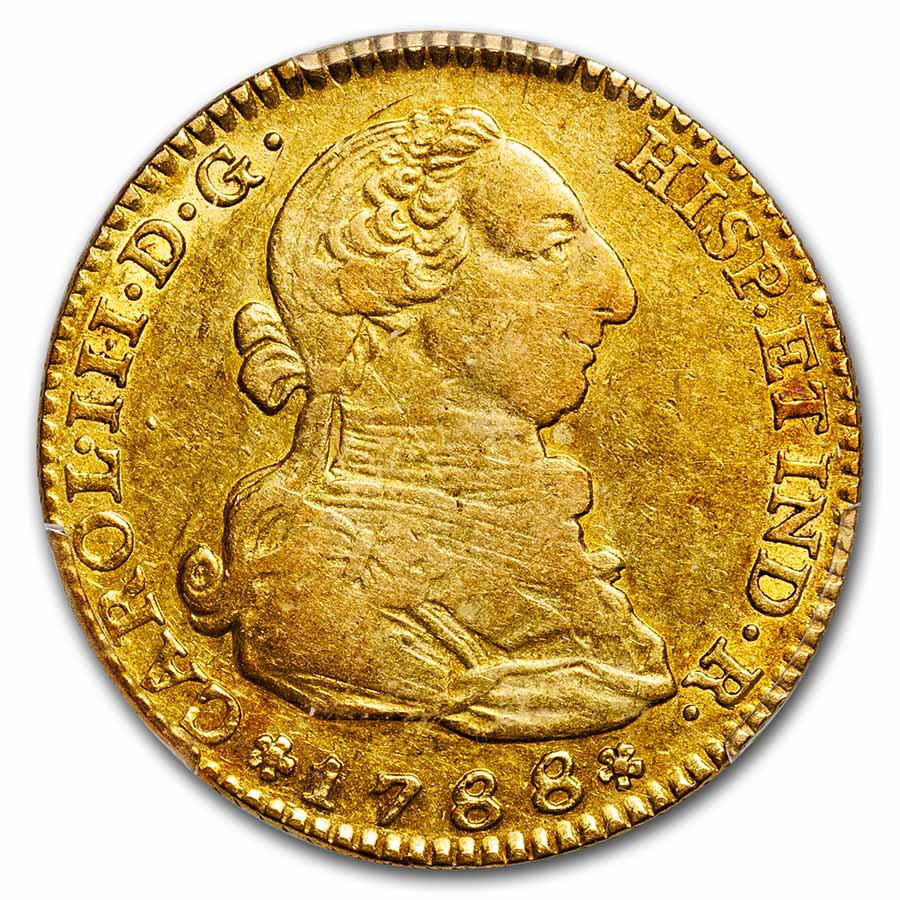 1788-M M Spain Gold 2 Escudos Charles III XF-45 PCGS