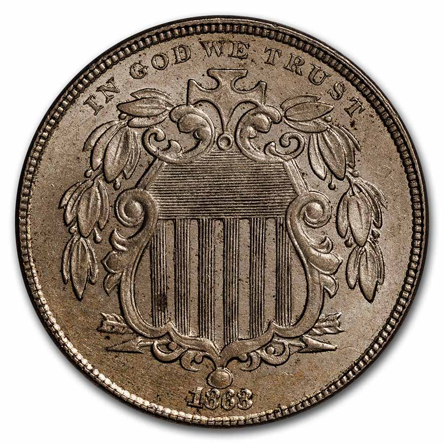 1868 Shield Nickel BU