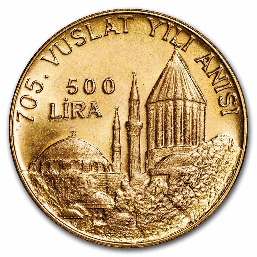 1978 Turkey Proof Gold 500 Lira Rumi