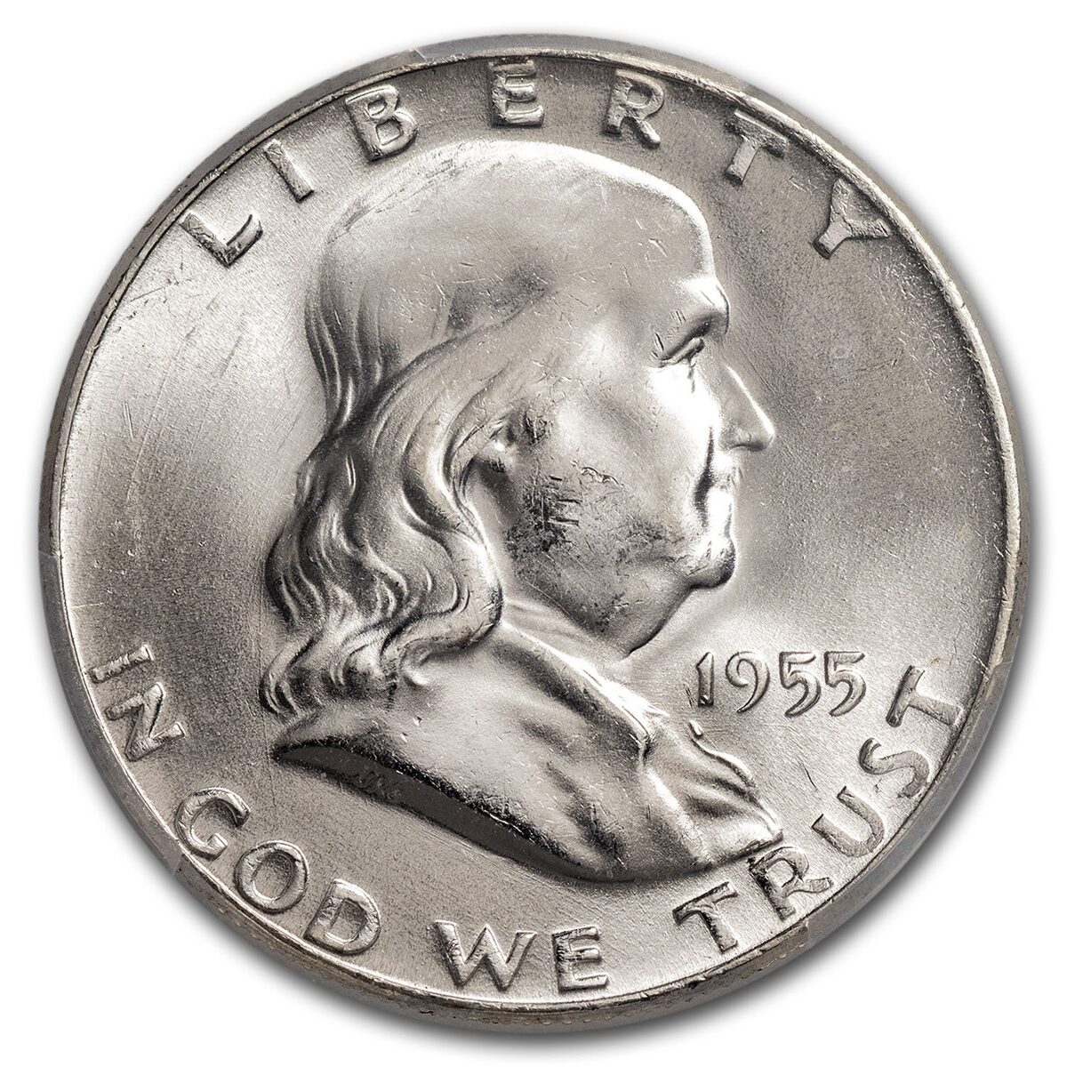 1955 Franklin Half Dollar MS-64 PCGS (FS-401, Bugs Bunny)