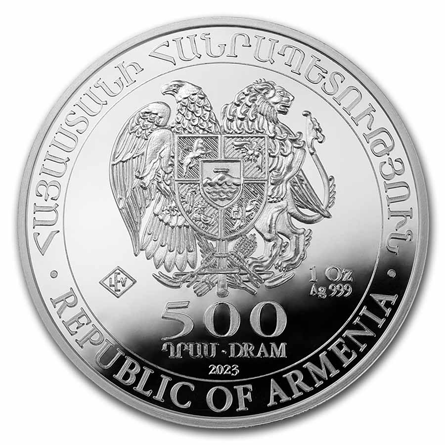 2023 Armenia 1 oz Silver 500 Drams Noah’s Ark BU