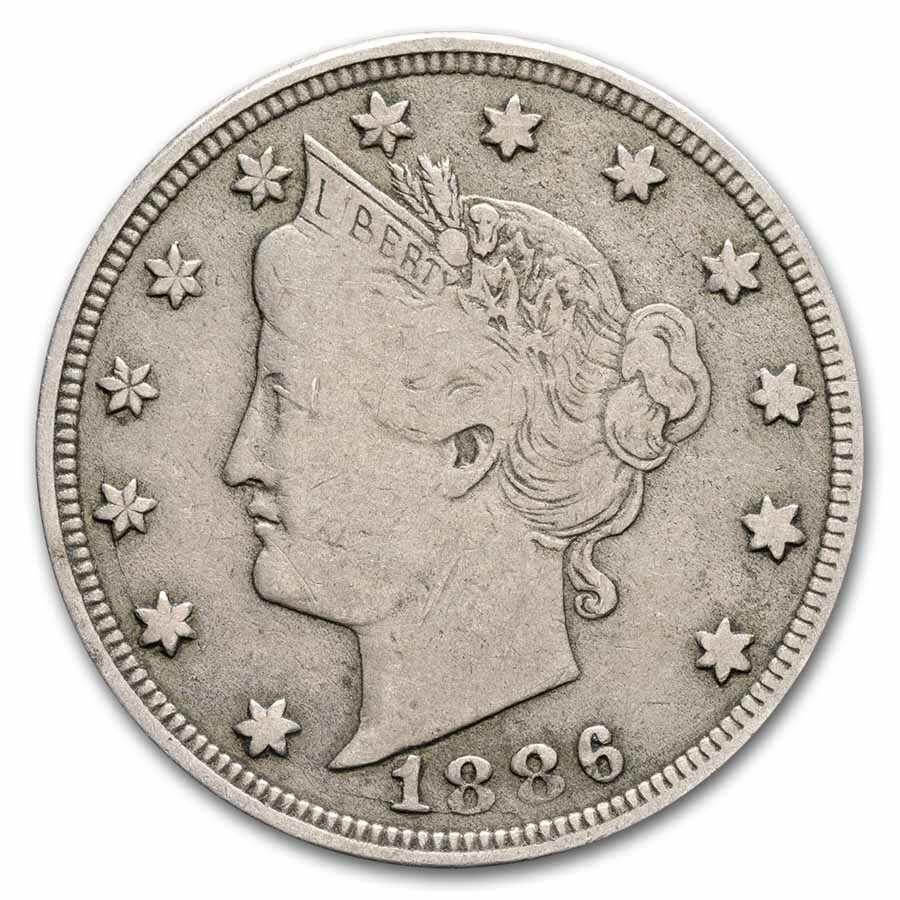 1886 Liberty Head V Nickel VF